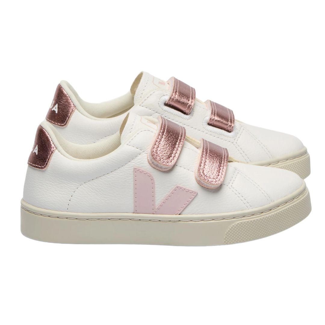 Sneakers Veja pour enfant blanc avec touche rose