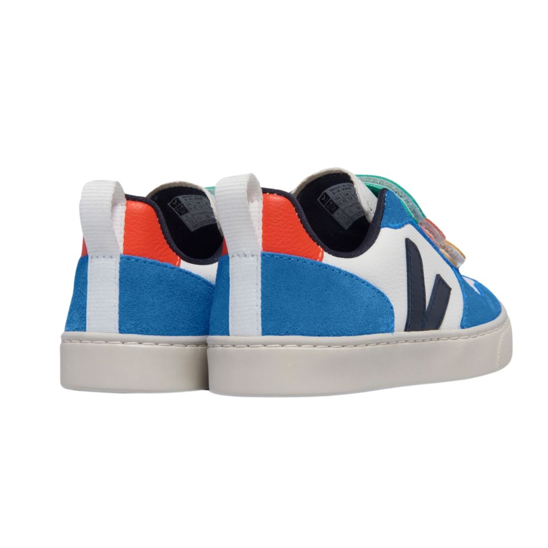 L'arrière bleu et orange de sneakers Veja pour enfant