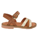 Sandales pour fille avec sangle ajustable marron et brillant parfait pour l'été 