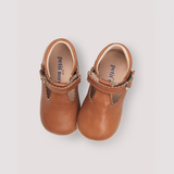 Petit Nord baby scallop T-bar cognac slipper