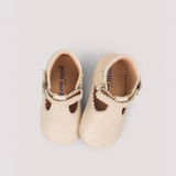 Petit Nord baby scallop T-bar Cream slipper