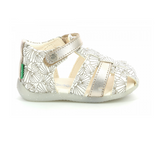 Kickers Bigflo white silver shell sandal