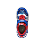 Dessus d'une chaussure de sport de Spider-Man pour enfant, bleu, rouge et blanc, avec velcro et lacets élastiques
