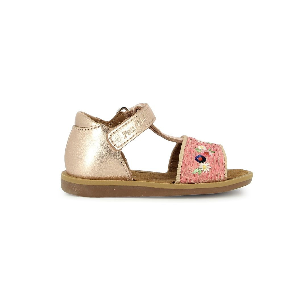 Sandale rose fille avec fleurs 